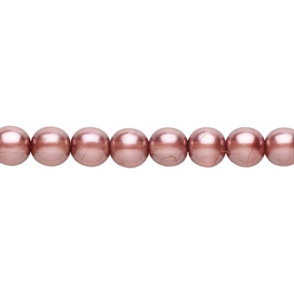 Bead, Czech pearl-coated glass druk, mauve, 6mm round. Sold per 15-1/2" to 16" strand. image number 0