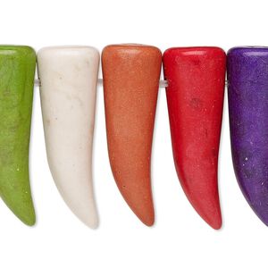 Bead, "howlite" (resin) (imitation), mixed colors, 29x9mm-31x11mm top-drilled talon. Sold per 8-inch strand.