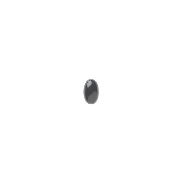 Cabochon, black onyx (dyed), 5x3mm calibrated oval, B grade, Mohs hardness 6-1/2 to 7. Sold per pkg of 16. image number 0