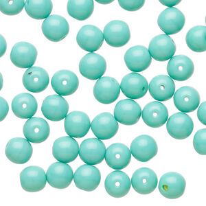 Bead 1pkg60, Preciosa Czech glass druk, opaque turquoise green, 6mm round.