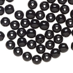 Czech glass 1pkg60, round druk bead opaque black 6mm