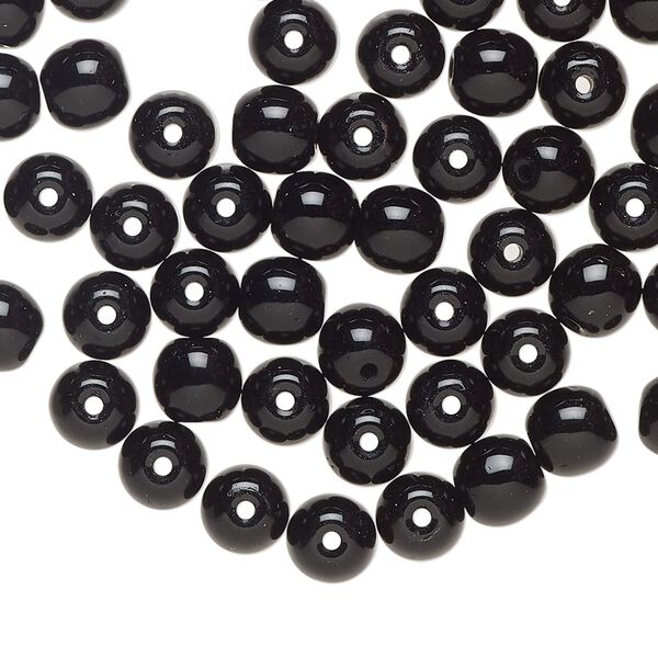 Czech glass 1pkg60, round druk bead opaque black 6mm image number 0