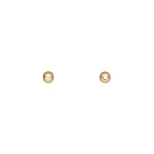 Bead, gold-plated brass with satin finish, 3mm round. Sold per pkg of 10.