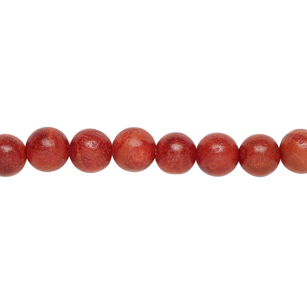 Sponge coral 1pkg1, round bead, 15.5-16 inch red 6-7mm image number 0