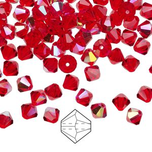 Bead 24pk light Siam AB, Preciosa Czech crystal 5mm bicone