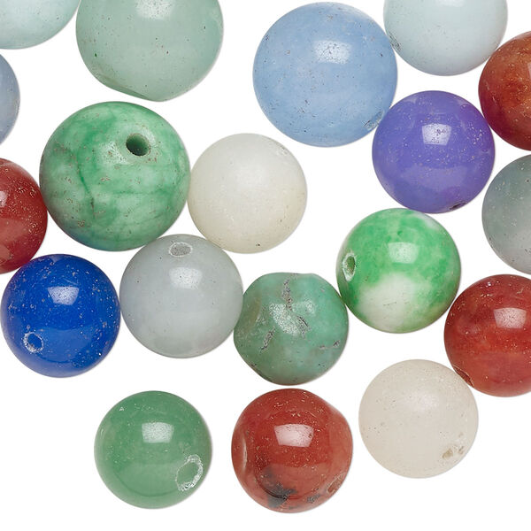 Malaysia "jade" 1pkg1, irregular round bead C grade, 2 oz mix 10-13mm image number 0