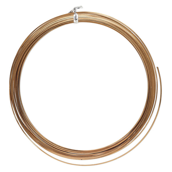 Wire, anodized aluminum, bronze, 4x1.2mm flat, 16 gauge. Sold per pkg of 18 feet. image number 0