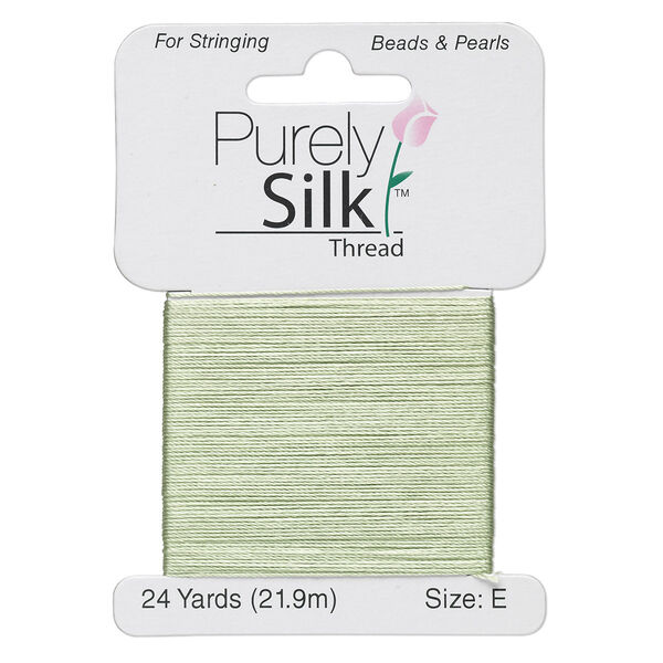Thread, Purely Silk™, medium green, size E. Sold per 24-yard card. image number 0