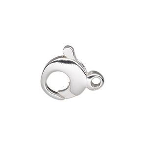 Clasp lobster claw 1pkg1 sterling silver, 11.5mm round, 1-strand