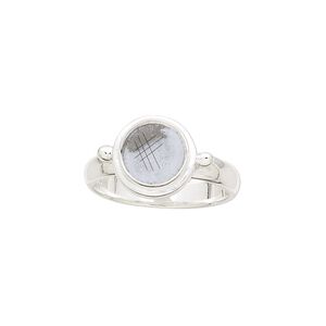 Ring, sterling silver, 3mm wide with smooth finish and (2) balls with 8mm round setting, size 7. Sold individually.