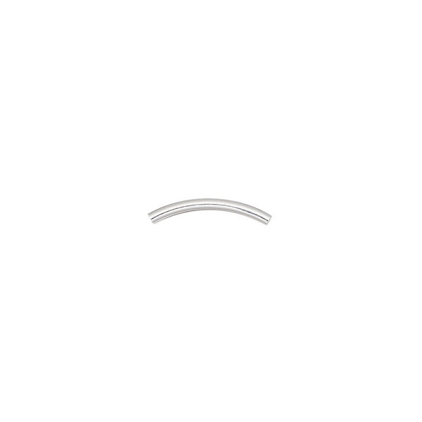 Bead, silver-plated brass, 13x1mm curved tube. Sold per pkg of 100. image number 0