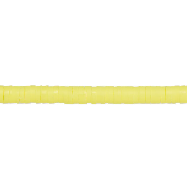 Bead, polymer clay, opaque bright yellow, 4x1mm heishi. Sold per pkg of (2) 15-1/2" to 16" strands. image number 0