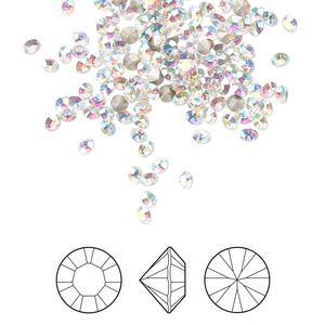 Chaton 144pk crystal AB foil back, Crystal Passions® 2mm round PP18 1028