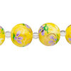 Bead, glass 1pkg8, multicolored, 14mm round with hand-painted flower. image number 0