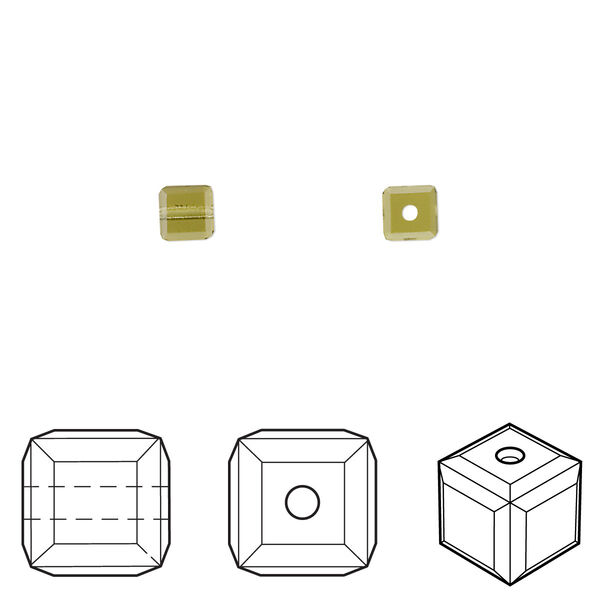 Bead 12pk khaki, Crystal Passions® 4mm cube 5601 image number 0