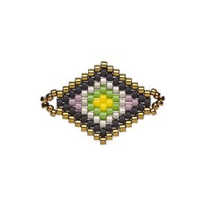 Link, Creative Touch, glass, bronze / lavender / green, 20x18mm double-sided diamond. Sold individually.