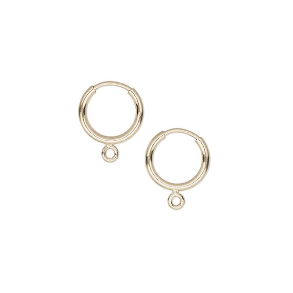 Earring hoop 1pkg2 14Kt gold-filled, 10mm round / endless loop / bottom loop, 21 gauge 1 pair image number 0