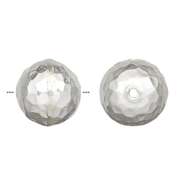 Bead, Hill Tribes, sterling silver, 16mm light hammered round. Sold individually. image number 0