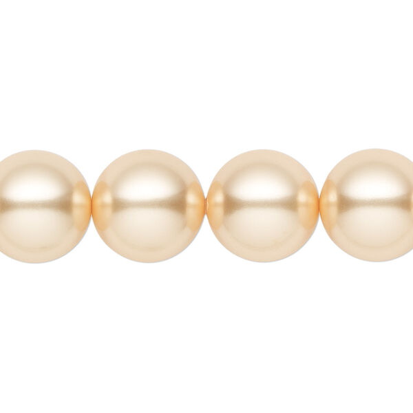 Pearl 10pk gold, Crystal Passions® 12mm round 5810 image number 0