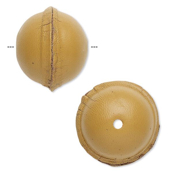 Bead, leather, natural, 23-27mm smooth round. Sold individually. image number 0