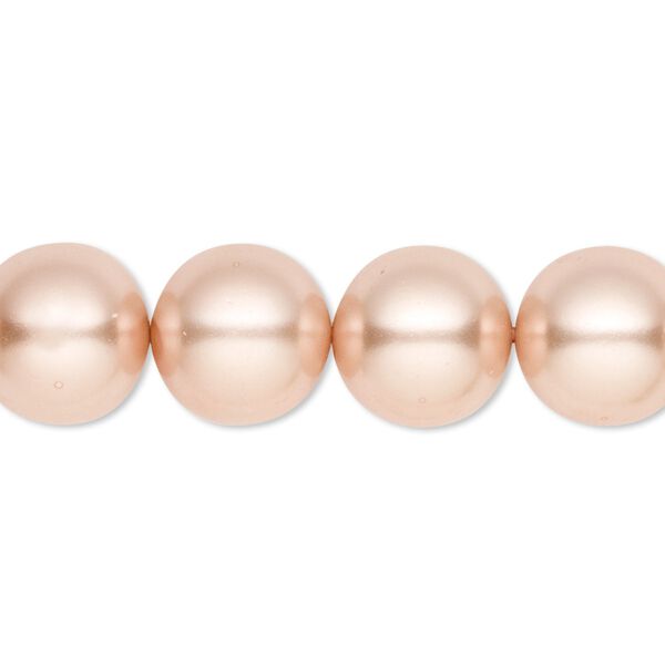 Bead, crystal pearl, champagne, 12mm round. Sold per 15-1/2" to 16" strand, approximately 30 beads. image number 0