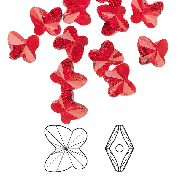Bead 288pk light Siam, Swarovski® 8x7mm butterfly 5754 image number 0