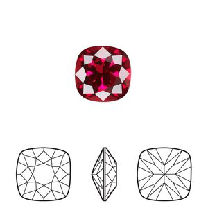 Fancy stone 1pk scarlet foil back, Crystal Passions® 12mm cushion 4470