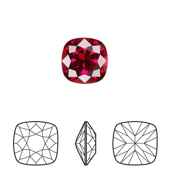 Fancy stone 1pk scarlet foil back, Crystal Passions® 12mm cushion 4470 image number 0