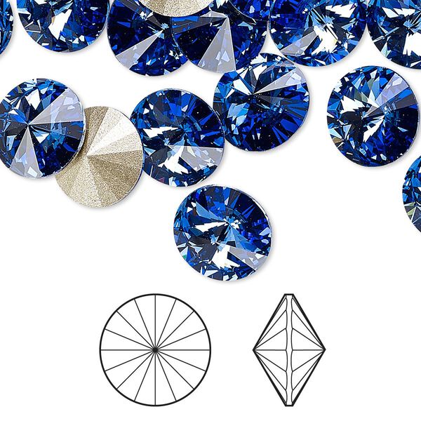 Chaton 48pk sapphire foil back, Crystal Passions® 10.54-10.91mm rivoli SS47 1122 image number 0
