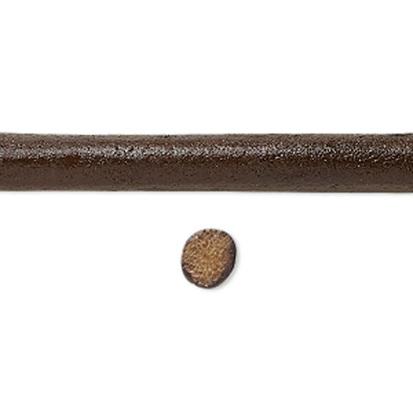 Cord, leather, brown, 6mm round. Sold per pkg of 1 yard. image number 0