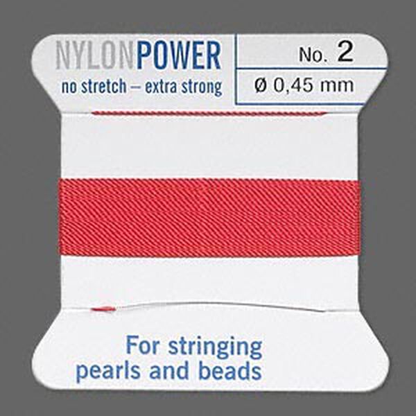 Thread, Griffin, nylon, red, size #2. Sold per 2-meter card (approximately 78 inches). image number 0