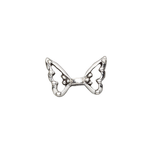 Bead, pewter (tin-based alloy), pkg/1, antique silver plate, 17.5x11mm open wing. image number 0