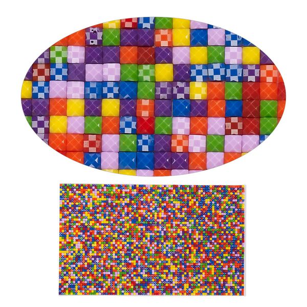 Adhesive sheet, My Style Deco Art™, peel-off, resin and glue, multicolored, 8 x 4-3/4 inch rectangle, 1.8mm thick with checker design. Sold individually. image number 0