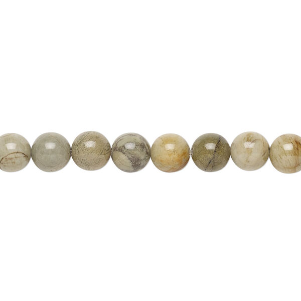 Bead, silver mist jasper (natural), 6mm round, B grade, Mohs hardness 6-1/2 to 7. Sold per 15-1/2" to 16" strand. image number 0