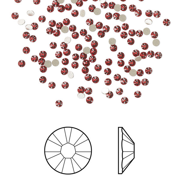 Flat back 144pk scarlet foil back, Crystal Passions® 1.7-1.9mm rose round SS5 2058 image number 0