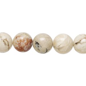 Dendritic opal 1pkg1, hand-cut round bead natural 15.5-16 inch 10mm