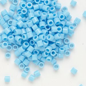 Seed bead, Delica®, glass, pkg/7.5g, #8 round, opaque turquoise blue (DBL-0725).