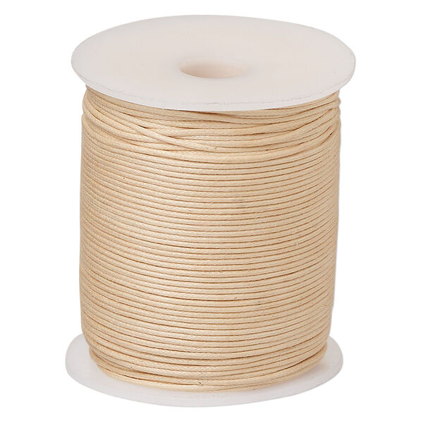 Cord, waxed cotton, peach, 1mm, 20-pound test. Sold per 100-meter spool. image number 0