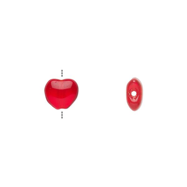 Bead, Czech pressed glass, light red, 8x7.5mm heart. Sold per 15-1/2" to 16" strand, approximately 50 beads. image number 0