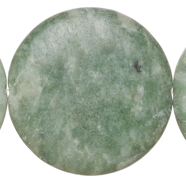 Green marble 1pkg1, puffed flat round bead natural B- grade, 15 inch 39-40mm image number 0