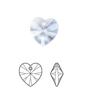 Drop 2pk light sapphire, Crystal Passions® 14mm pendant heart 6228