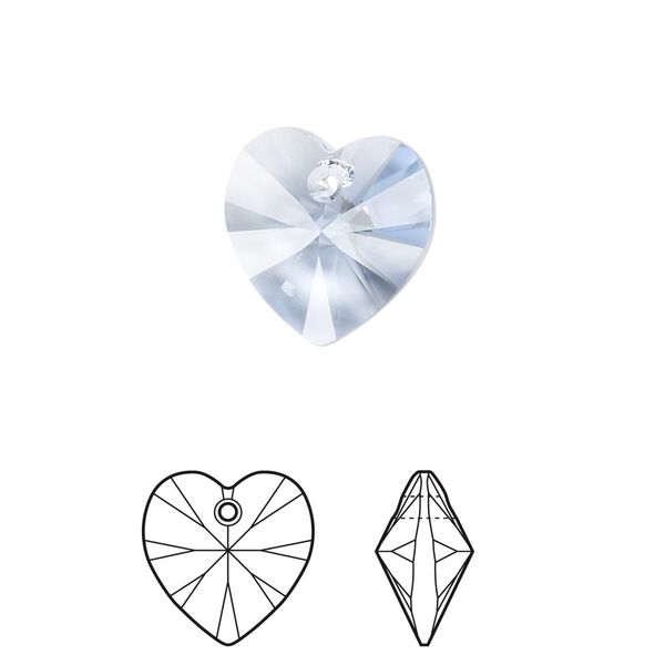 Drop 2pk light sapphire, Crystal Passions® 14mm pendant heart 6228 image number 0