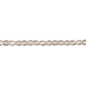 Bead, Czech fire-polished glass, smoke, 3mm faceted round. Sold per 15-1/2" to 16" strand, approximately 130 beads.