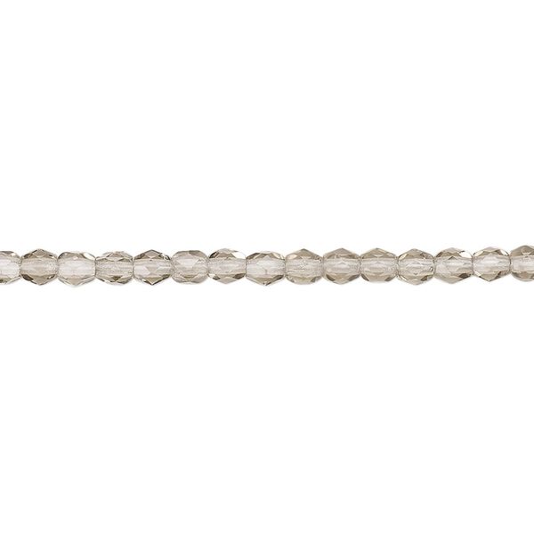 Bead, Czech fire-polished glass, smoke, 3mm faceted round. Sold per 15-1/2" to 16" strand, approximately 130 beads. image number 0