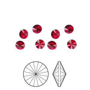 Chaton 8pk light Siam foil back, Preciosa MAXIMA Czech crystal rhinestone 8.16-8.41mm rivoli SS39