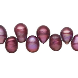 Freshwater pearl 1pkg1, top-drilled rice, 14 inch elderberry 9x7mm-12x8mm cultured