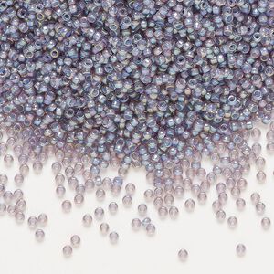 Seed bead, Miyuki, glass, pkg/35g, #15 rocaille, translucent purple-lined rainbow light amethyst (RR-360).