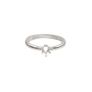 Ring, Sure-Set™, sterling silver, 5x3mm 6-prong oval basket setting, size 6. Sold individually.