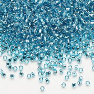 Seed bead, Dyna-Mites™, glass, pkg/40g, #11 round, transparent silver-lined aqua, (76:SR 11/0 SR).