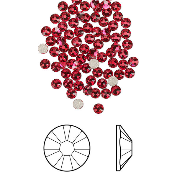 Flat back 144pk scarlet foil back, Crystal Passions® 2.5-2.7mm rose round SS9 2058 image number 0